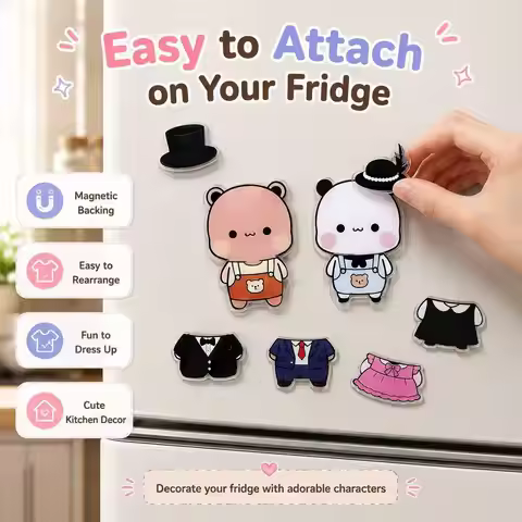 Cute Anime Panda Bear Bubu and Dudu Fridge Magnets Kawaii Yier Bubu Dress-Up Magnets Home Decor Stic