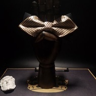 黑色搭配金色波點鑽石領結復古雙層蝴蝶結