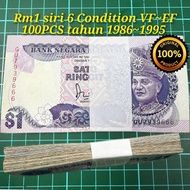 A865 rm1 siri 6 duit kertas lama rm1 lama duit rm1 100pcs 1stack barang antik barang lama