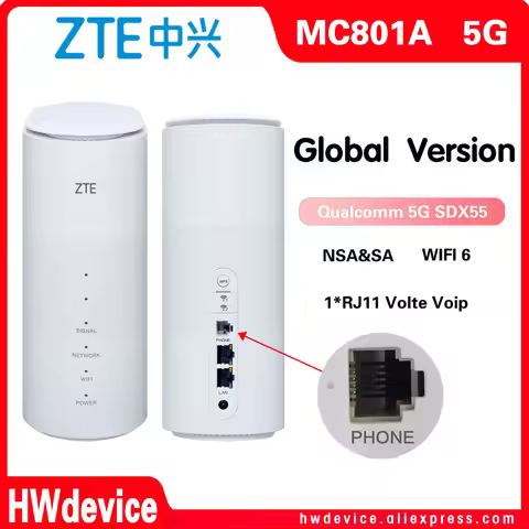 Global Version New ZTE MC801A CPE 5G Router Wifi 6 SDX55 NSA+SA N78/79/41/1/28 4g/5g With RJ11 Phone
