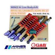 Ready Stock New Mines Hilow Bodyshift Perodua MYVI/ SE/ Lagi Best/ Icon '05-17, VIVA, PASSO Adjustab