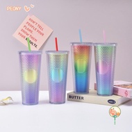 PEONY-HOME Straw Water Bottle, Plastic 1000ml Diamond Studded Cup,  Party Supplies with Straw Starbuck Cup Travel Fitness