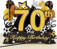 HOMANGA Happy 70th Birthday Pop Up Card, 70th Birthday Card with Note and Envelope, 70th Birthday Gi