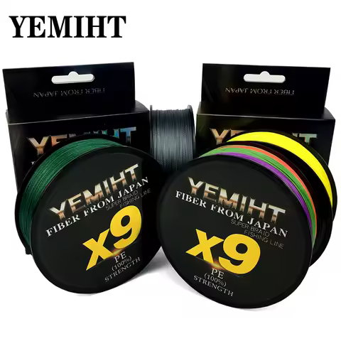 YEMIHT 9 Strands 100/300/500m 9 Weaves 20LB - 80LB PE Braided Fishing Line For Sea Saltwater Fishing