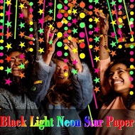 JWENTY Neon Fluorescent Garland, Rectangle Fluorescent Paper Round Pentagram Fluorescent Banner, Han