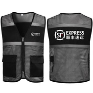 Summer SF Express Overalls Vest Breathable Mesh Customized logo Printing Express Advertising Vest Re