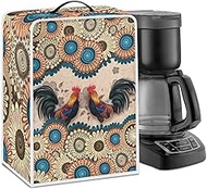 Yzaoxia Boho Chicken Pattern Coffee Maker Cover Stand Mixer or Kitchen Appliance Cover, Dust and Fingerprint Protection Blander Cover Machine Washable Kitchen Accessories, Boho Brown Floral, Rooster