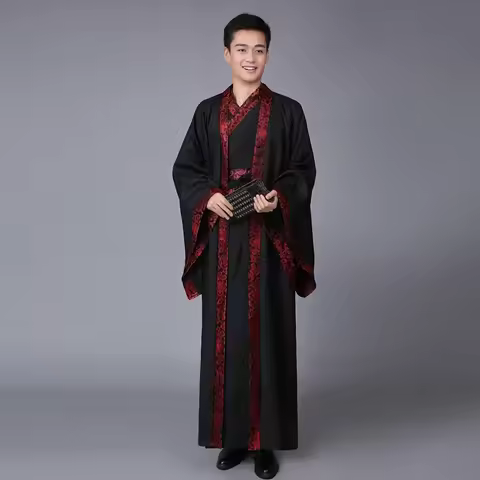 Ancient Chinese Hanfu Costume Men Stage Performance Outfit for Dynasty Men Hanfu Costume Satin Robe 