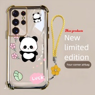 Case for Samsung S24 Ultra S24 PLUS S24 S24 FE phone casing Pink cute panda transparent soft case
