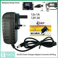 CKP AC/DC Adaptor 12V1A/12V2A Power Charger Adapter Converter UK Plug Adaport Penyesuai Pengecas Kuasa