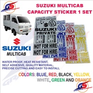 ♨Suzuki Multicab Sticker Decals Set Capacity, Not for Hire, Private, 4X4 Off Road❈