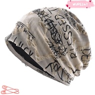 WUPEI47AD Letter Print Beanie, Streetwear Design Wasteland Style Vintage Beanie, Casual Loose Style 