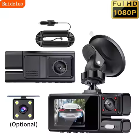 3 Cameras Dash Cam Parking Monitoring Clear Car Rearview Mirror Car Video Recording Camcorder Wide A