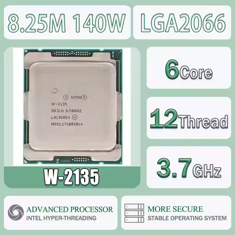Intel Xeon W-2135 14nm 6 Cores 12 Threads 3.7GHz 8.25MB 140W W 2135 Computer CPU Processor Server Pa