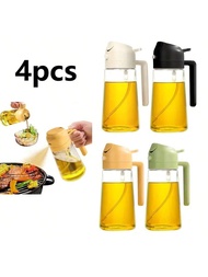 1/4pcs Plastic Oil Sprayer 2-In-1, 15.8oz Olive Oil Dispenser With Mist Spray And Drizzle Function,