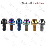 tgou Titanium Bolt M5x12mm Allen Key Screw with Washer for Bicycle Water Bottle Cage Hex Bolts Water Bottle Holder