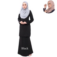 Baju Kurung Moden Plain Kosong Warna Hitam