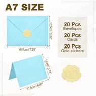 20Pack 5x7 Blank Cards and Envelopes V Flap A7 Envelopes with Cardstock & Gold Stickers Small for Gr