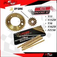 ZFORE 415 Sprocket Set Y15 Y15ZR Y16 Y16ZR FZ150 FZ150FI  Chain Gold Rantai VFORE