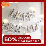 Surprise Happy Birthday Silver Balloon Set / Foil Balloon / Birthday Balloon / Party Balloon / Lette