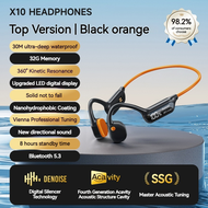 POLVCDG X10 หูฟังว่ายน้ำมืออาชีพ กันน้ำ IPX8 หูฟังการนำกระดูก จอแสดงผลแอลอีดี หน่วยความจำ 32G