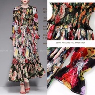 Dress Maxi Modern Panjang Baju Pesta Motif Bunga Dress Muslim Cantik