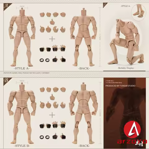 TUNSHI STUDIO 1/12 Scale Action Male Body TS-MB-001/TS-MB-002 With Normal Arms/Strong Arms Soilder B