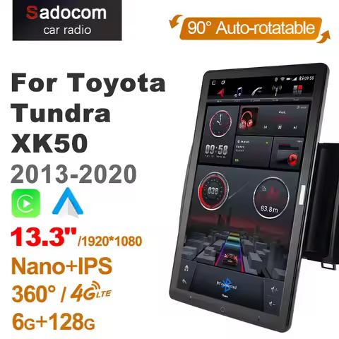 13.3Inch IPS DSP 1Din Android 10.0 Car Radio 360 Panorama for Toyota Tundra XK50 2013-2020 Auto Audi
