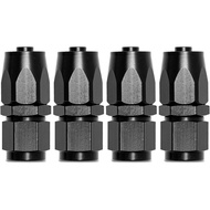 6AN Straight End Fitting 4 Pcs for Braided Fuel Oil Gas Line Hose End 6 AN Fittings Aluminum Black