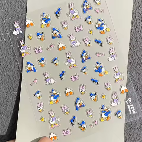 Daisy Donald Duck Nails Sticker Cartoon 3D Embossed DIY Phone Case Cup CCD Nail Decals Decorations G