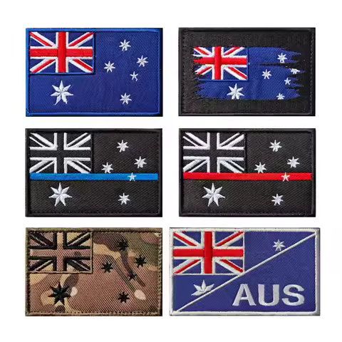 Australia Flag IR Reflective Patches Appliqued Rubber AUS Australian Embroidery Sticker For Clothing
