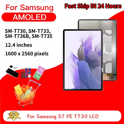 12.4 inch New For Samsung Tab S7 FE T730 T733 T735 T736B LCD Display Panel Touch Screen Digitizer As