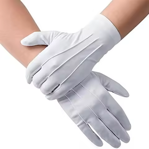 White Cotton Gloves for Men Formal Tuxedo Uniform Gloves Honor Guard Parade Ceremony Costume Cosplay