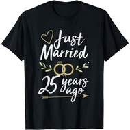 Just Married 25 Years Ago 25Th Wedding Anniversary Gift T-Shirt