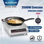 SUNATUR Commercial Induction Cooker Concave Stainless Steel Induction Hob Electric Frying Stove (350