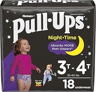 Pull-Ups Girls' Nighttime Potty Training Pants Training Underwear, 3T-4T, 18 Ct
