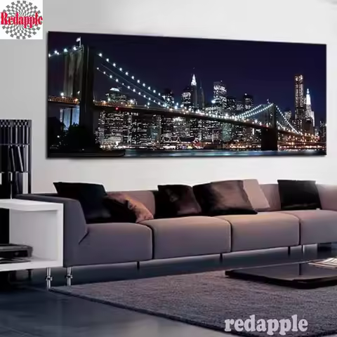 Diamond Painting Diamond Embroidery, New York, Brooklyn Bridge, Decorative Pictures, Rhinestones Cit