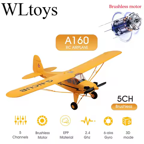 Hot Sale RC Plane RTF 2.4G Brushless Motor 3D/6G Remote Control Airplane Wltoys A160 Upgraded J3-CUB