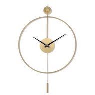 鐵製設計時鐘 金色擺鐘50cm 金色烤漆 台製機芯 鐵藝鐘 簡約 藝術