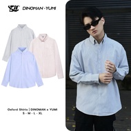 DINOMAN Unisex Long-Sleeved Plaid Oxford Shirt Oversize Form Youthful Dynamic Cool Material SM01-3