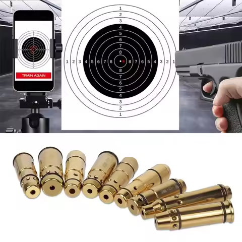 Tactical 9mm/380ACP/38SPL/40S&W/223Rem/45ACP/7.62x39 Red Dot Laser Training Bullet Dry Fire Laser Tr