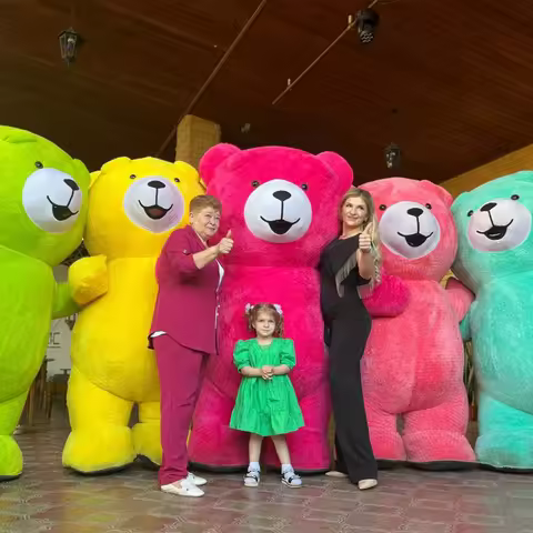 Inflatable Cosplay Teddy Bear Costume Funny Suits Plush Adorable Colorful Bear Mascot Costume for Ca