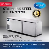 SNOW STAINLESS STEEL UNDERCOUNTER 2 DOOR CHILLER/ FREEZER 300L (1 year Warranty) / SS2D15CC / SS2D15CF