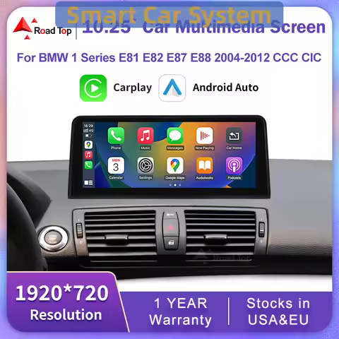10.25" Wireless CarPlay Android Auto Car Multimedia Touch Screen For BMW 1 Series E81 E82 E87 E88 CC