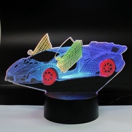 Ready stock  3D creative arcylic lamp  sports car design with triple colors  multi-layer acrylic boa