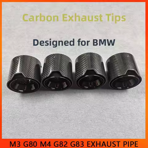 4 Pcs Car Accessories Exhaust Tips For BMW M3 G80 M4 G82 G83 2020+ Carbon Fiber Muffler Pipe INLET 8