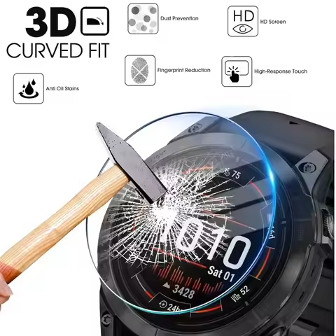 HD Tempered Glass for Garmin Fenix 8 7 Tactix 8 Quatix 8 Protective Screen Tempered Glass Film Forer