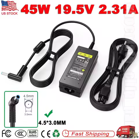 NEW 45W 19.5V 2.31A AC Adapter Charger For HP Laptop Power Supply Cord 4.5*3.0mm