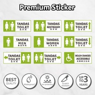 Toilet Restroom Tandas Sticker Men Women Accessible Premium Waterproof Label Signage