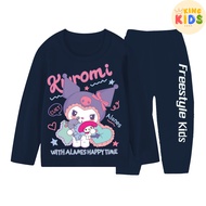 Piyama baju tidur lengan panjang anak perempuan ukuran 1-10 tahun motif KUROMI SANRIO